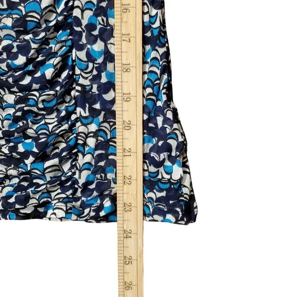 Classiques Entier Vintage Y2K Blue Black White Gathers Stretch Silk Top Blouse S - Picture 11 of 16